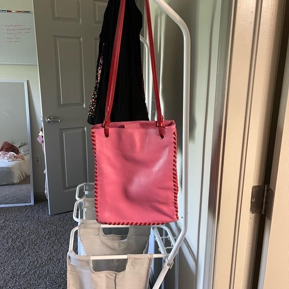 Vintage Pink Genuine Leather Sax 5th‎ Ave Shoulder Crossbody Purse Romantic
